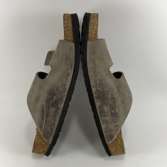 Birkenstock Arizona Slide Sandals Women Size 38 US 7-7.5 Gray Leather Soft FB - Picture 7 of 10